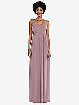 Alt View 4 Thumbnail - Dusty Rose Convertible Tie-Shoulder Empire Waist Maxi Dress