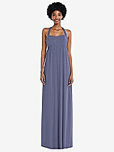 Alt View 4 Thumbnail - French Blue Convertible Tie-Shoulder Empire Waist Maxi Dress