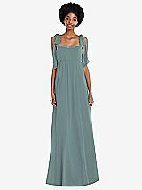 Front View Thumbnail - Icelandic Convertible Tie-Shoulder Empire Waist Maxi Dress