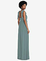 Rear View Thumbnail - Icelandic Convertible Tie-Shoulder Empire Waist Maxi Dress