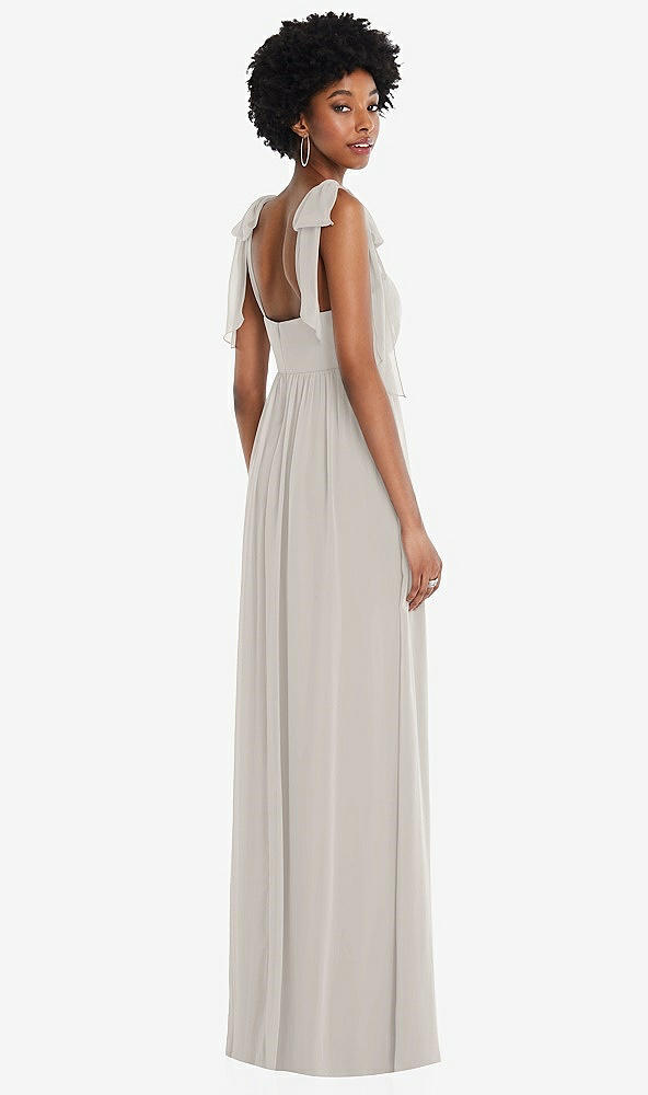 Back View - Oyster Convertible Tie-Shoulder Empire Waist Maxi Dress