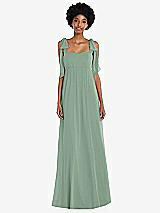 Front View Thumbnail - Seagrass Convertible Tie-Shoulder Empire Waist Maxi Dress