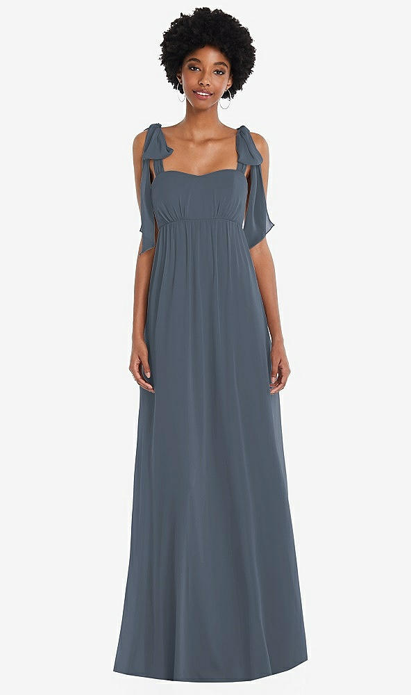 Front View - Silverstone Convertible Tie-Shoulder Empire Waist Maxi Dress