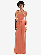 Alt View 1 Thumbnail - Terracotta Copper Convertible Tie-Shoulder Empire Waist Maxi Dress