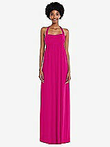 Alt View 4 Thumbnail - Think Pink Convertible Tie-Shoulder Empire Waist Maxi Dress