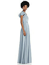 Side View Thumbnail - Mist Draped One-Shoulder Flutter Sleeve Maxi Dress with Front Slit