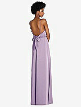 Rear View Thumbnail - Pale Purple Low Tie-Back Maxi Dress with Adjustable Skinny Straps