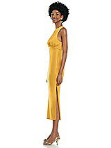 Side View Thumbnail - NYC Yellow Jewel Neck Sleeveless Midi Dress with Bias Skirt