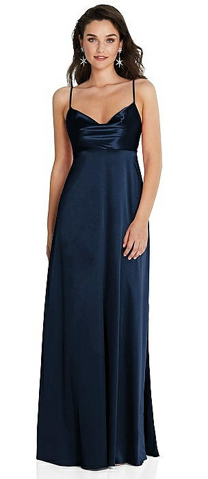 Cowl-Neck Empire Waist Maxi Dress with Adjustable Straps