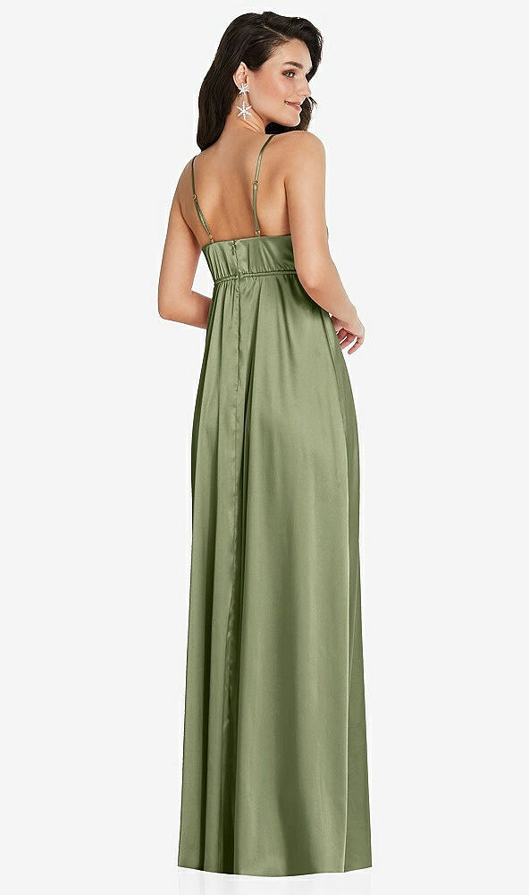 Back View - Kiwi Cowl-Neck Empire Waist Maxi Dress with Adjustable Straps