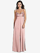 Front View Thumbnail - Rose - PANTONE Rose Quartz Cowl-Neck Empire Waist Maxi Dress with Adjustable Straps