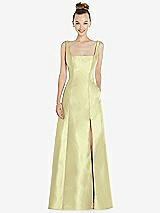 Front View Thumbnail - Butter Yellow Sleeveless Square-Neck Princess Line Gown with Pockets