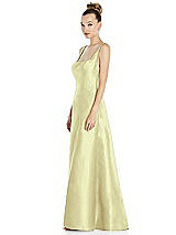 Side View Thumbnail - Butter Yellow Sleeveless Square-Neck Princess Line Gown with Pockets