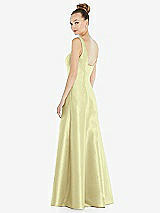 Rear View Thumbnail - Butter Yellow Sleeveless Square-Neck Princess Line Gown with Pockets