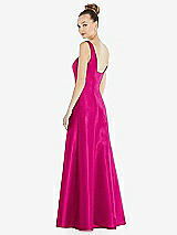 Rear View Thumbnail - Think Pink Sleeveless Square-Neck Princess Line Gown with Pockets