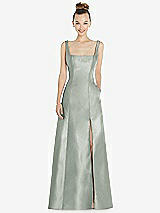 Front View Thumbnail - Willow Green Sleeveless Square-Neck Princess Line Gown with Pockets