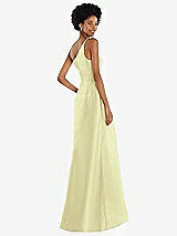 Alt View 3 Thumbnail - Butter Yellow One-Shoulder Satin Gown with Draped Front Slit and Pockets