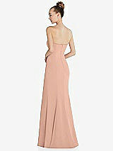 Rear View Thumbnail - Pale Peach Strapless Princess Line Crepe Mermaid Gown