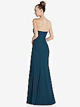 Rear View Thumbnail - Atlantic Blue Strapless Princess Line Crepe Mermaid Gown