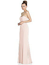 Side View Thumbnail - Blush Strapless Princess Line Crepe Mermaid Gown