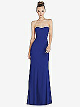 Front View Thumbnail - Cobalt Blue Strapless Princess Line Crepe Mermaid Gown