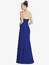 Rear View Thumbnail - Cobalt Blue Strapless Princess Line Crepe Mermaid Gown