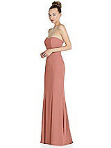 Side View Thumbnail - Desert Rose Strapless Princess Line Crepe Mermaid Gown