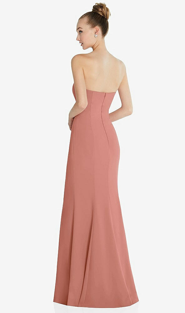 Back View - Desert Rose Strapless Princess Line Crepe Mermaid Gown