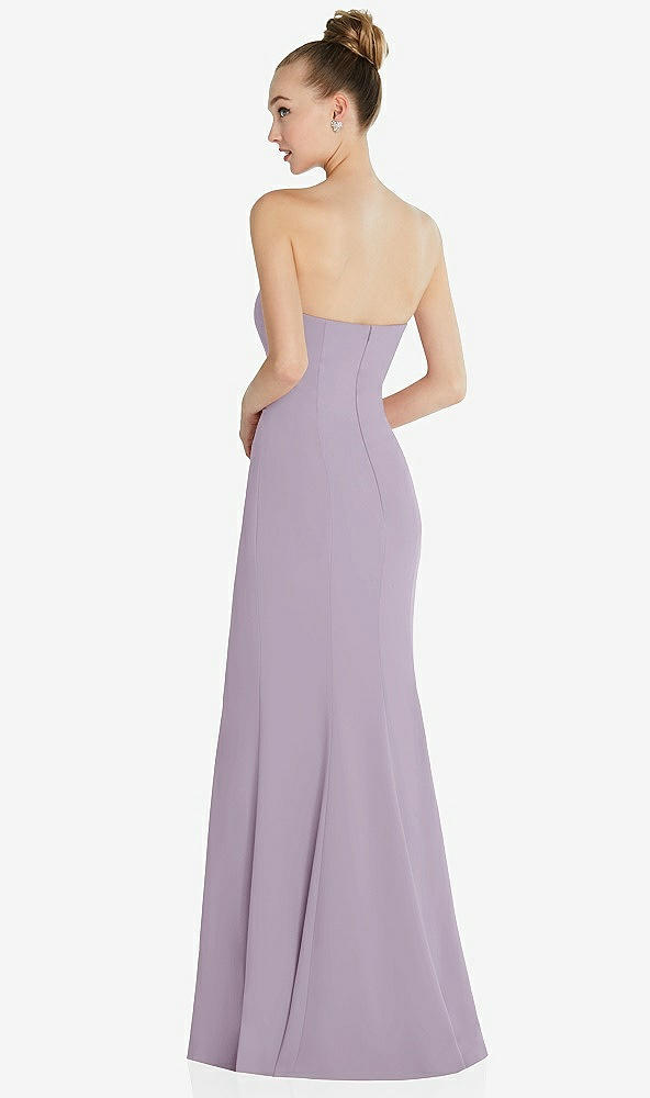 Back View - Lilac Haze Strapless Princess Line Crepe Mermaid Gown