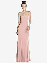 Front View Thumbnail - Rose - PANTONE Rose Quartz Strapless Princess Line Crepe Mermaid Gown