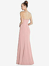 Rear View Thumbnail - Rose - PANTONE Rose Quartz Strapless Princess Line Crepe Mermaid Gown