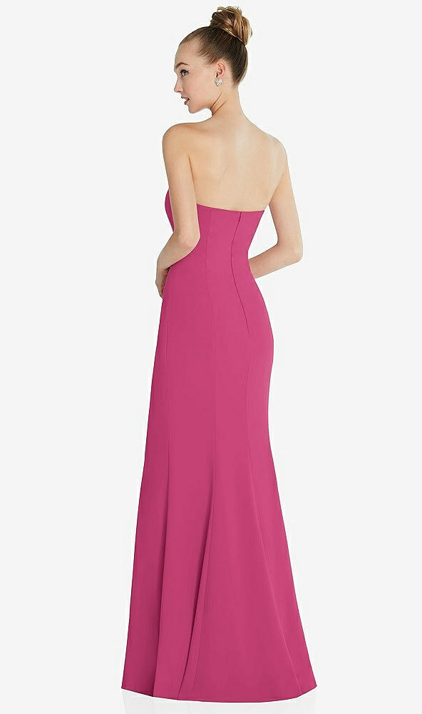 Back View - Tea Rose Strapless Princess Line Crepe Mermaid Gown