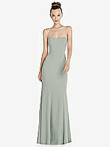 Front View Thumbnail - Willow Green Strapless Princess Line Crepe Mermaid Gown