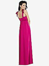 Rear View Thumbnail - Think Pink Flat Tie-Shoulder Empire Waist Maxi Dress with Front Slit