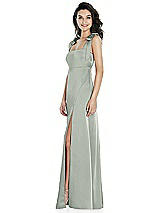 Side View Thumbnail - Willow Green Flat Tie-Shoulder Empire Waist Maxi Dress with Front Slit