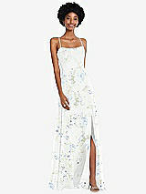 Front View Thumbnail - Bleu Garden Scoop Neck Convertible Tie-Strap Maxi Dress with Front Slit