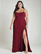 Alt View 2 Thumbnail - Burgundy Scoop Neck Convertible Tie-Strap Maxi Dress with Front Slit