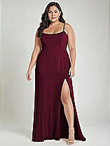 Alt View 2 Thumbnail - Cabernet Scoop Neck Convertible Tie-Strap Maxi Dress with Front Slit