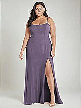 Alt View 2 Thumbnail - Lavender Scoop Neck Convertible Tie-Strap Maxi Dress with Front Slit