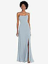 Alt View 1 Thumbnail - Mist Scoop Neck Convertible Tie-Strap Maxi Dress with Front Slit