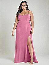 Alt View 2 Thumbnail - Orchid Pink Scoop Neck Convertible Tie-Strap Maxi Dress with Front Slit