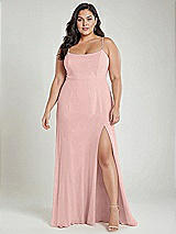 Alt View 2 Thumbnail - Rose - PANTONE Rose Quartz Scoop Neck Convertible Tie-Strap Maxi Dress with Front Slit