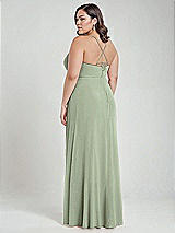 Alt View 3 Thumbnail - Sage Scoop Neck Convertible Tie-Strap Maxi Dress with Front Slit