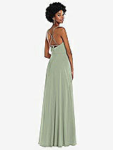 Rear View Thumbnail - Sage Scoop Neck Convertible Tie-Strap Maxi Dress with Front Slit