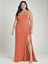 Alt View 2 Thumbnail - Terracotta Copper Scoop Neck Convertible Tie-Strap Maxi Dress with Front Slit