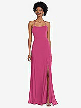 Alt View 1 Thumbnail - Tea Rose Scoop Neck Convertible Tie-Strap Maxi Dress with Front Slit