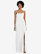 Alt View 1 Thumbnail - White Scoop Neck Convertible Tie-Strap Maxi Dress with Front Slit