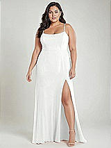 Alt View 2 Thumbnail - White Scoop Neck Convertible Tie-Strap Maxi Dress with Front Slit