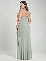 Alt View 3 Thumbnail - Willow Green Scoop Neck Convertible Tie-Strap Maxi Dress with Front Slit