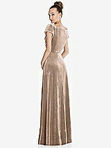 Rear View Thumbnail - Topaz Cap Sleeve Faux Wrap Velvet Maxi Dress with Pockets